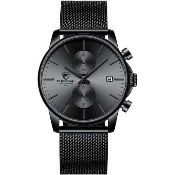 Mens Watch Fashion Sleek Minimalist Quartz Analog Mesh Stainless